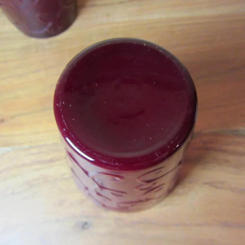 14 oz pier 1 ruby red embossed glass tumblers - pair of 2 (W3913)